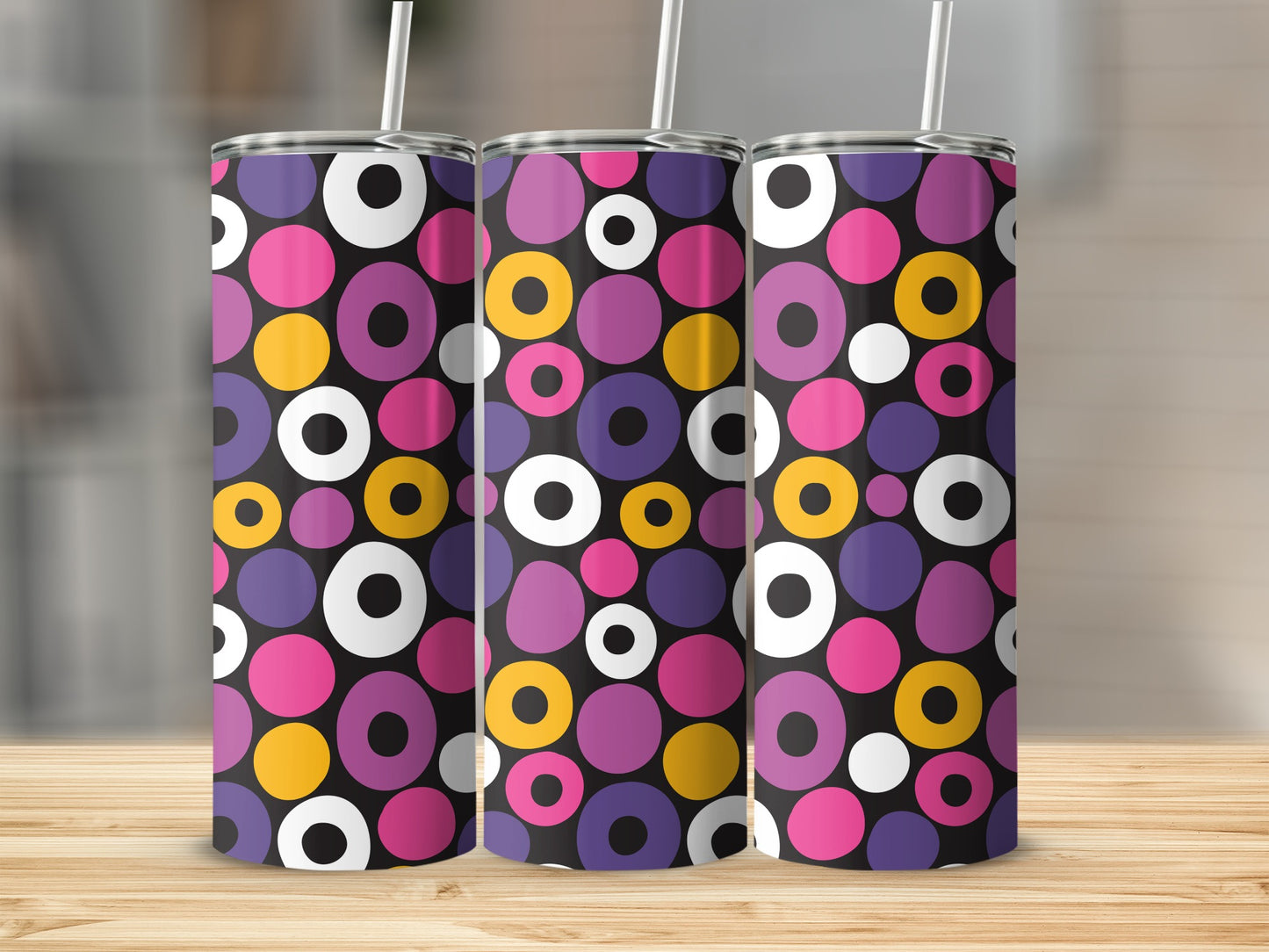 Vibrant Circular Patterned Tumbler Cups for Everyday Use