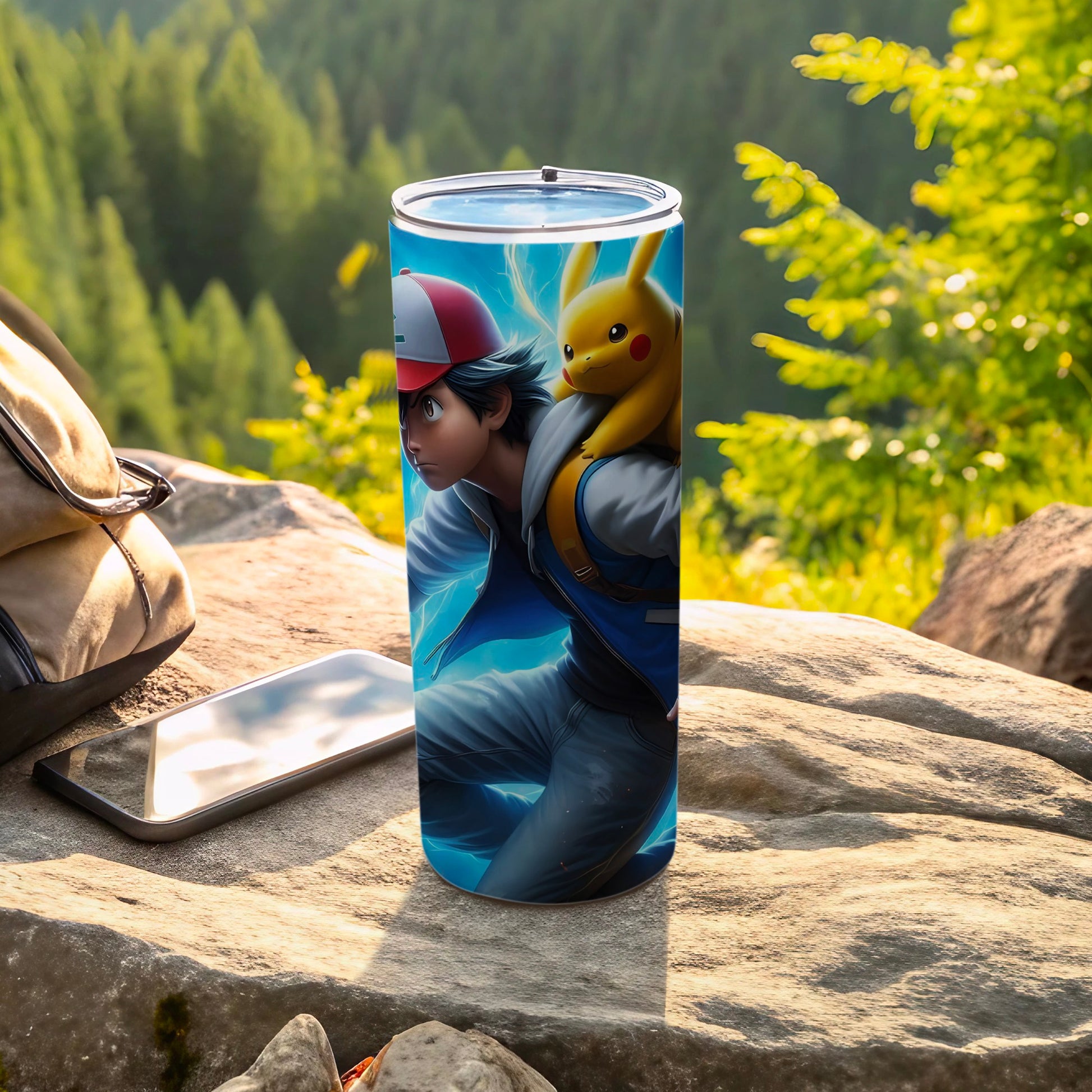Pikachu and Trainer Scenic Adventure Travel Mug