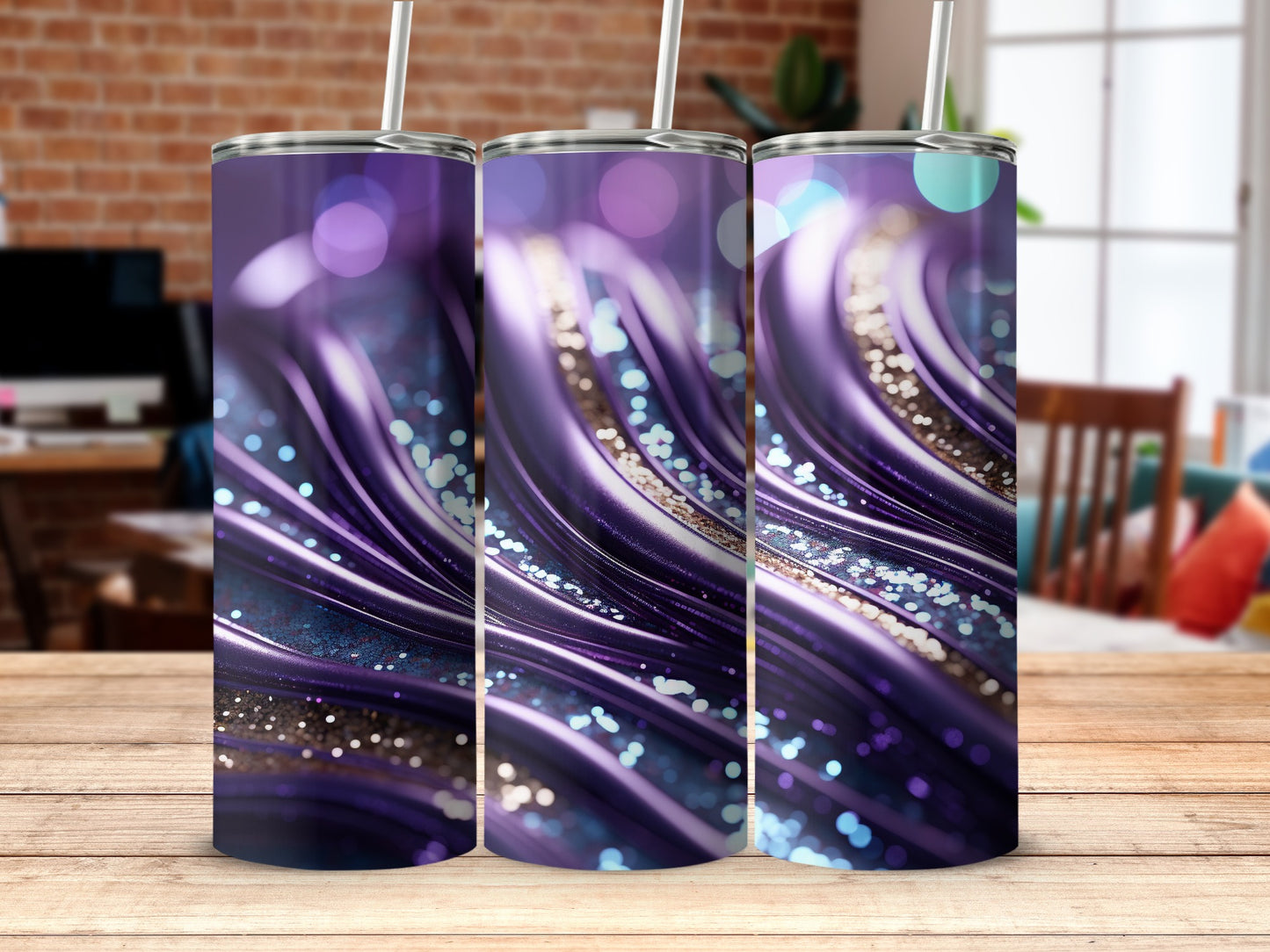 Purple Swirl Glitter Bokeh Abstract Design Tumbler product type