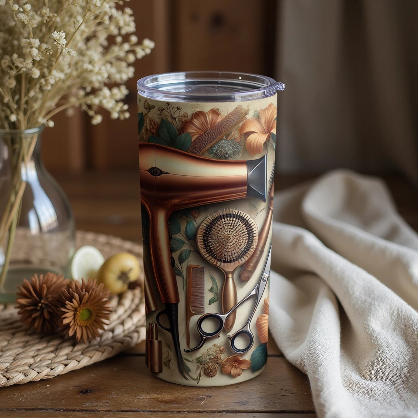 Stylish Barber Tools Design Insulated Tumbler Cup