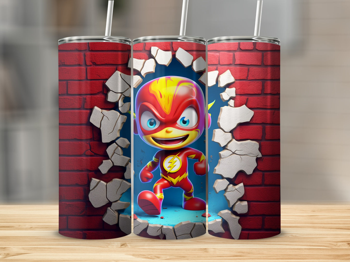 Superhero Themed Insulated Tumbler with Straw