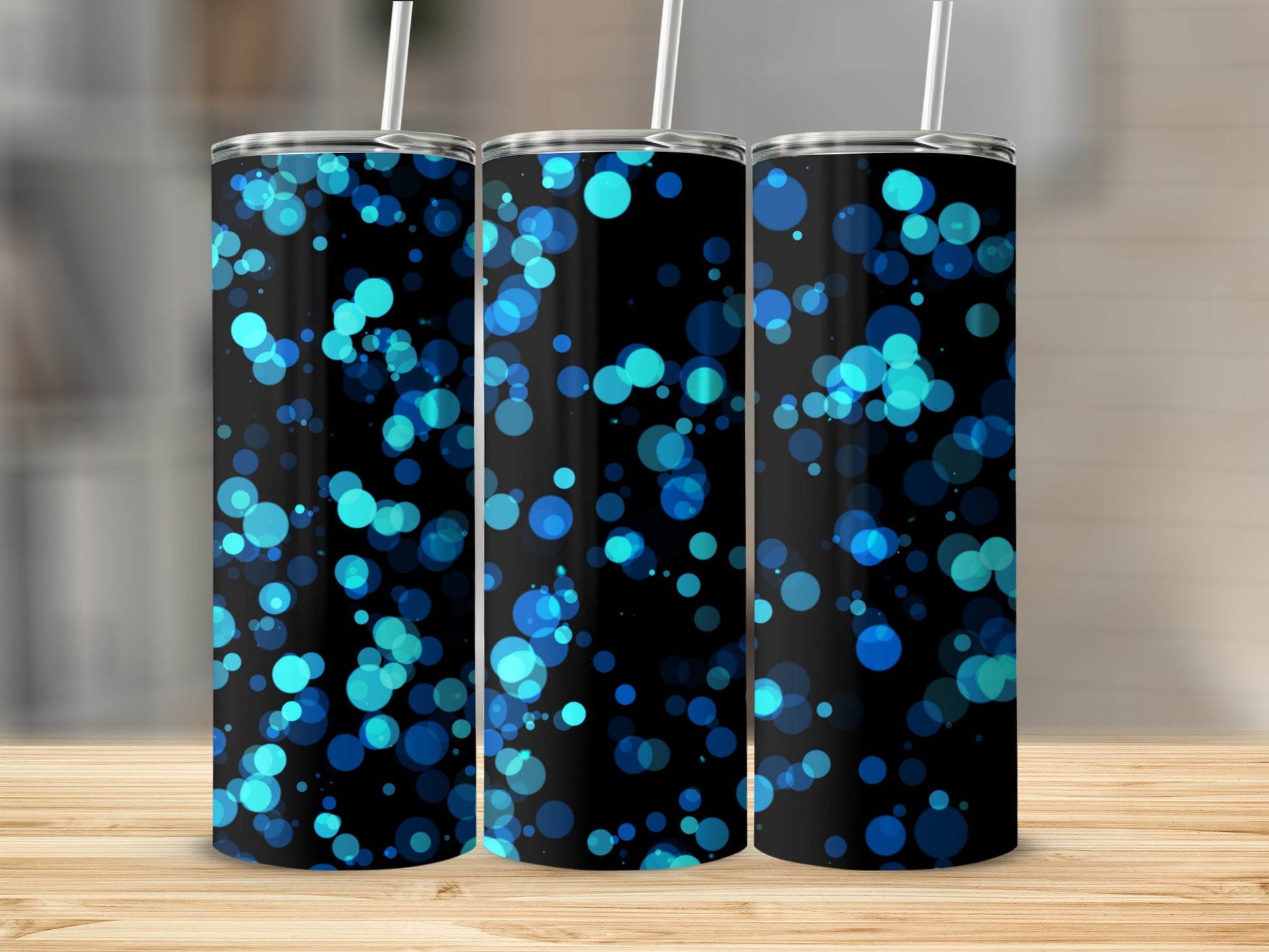 Blue Glitter Sparkle Bokeh Design Tumbler