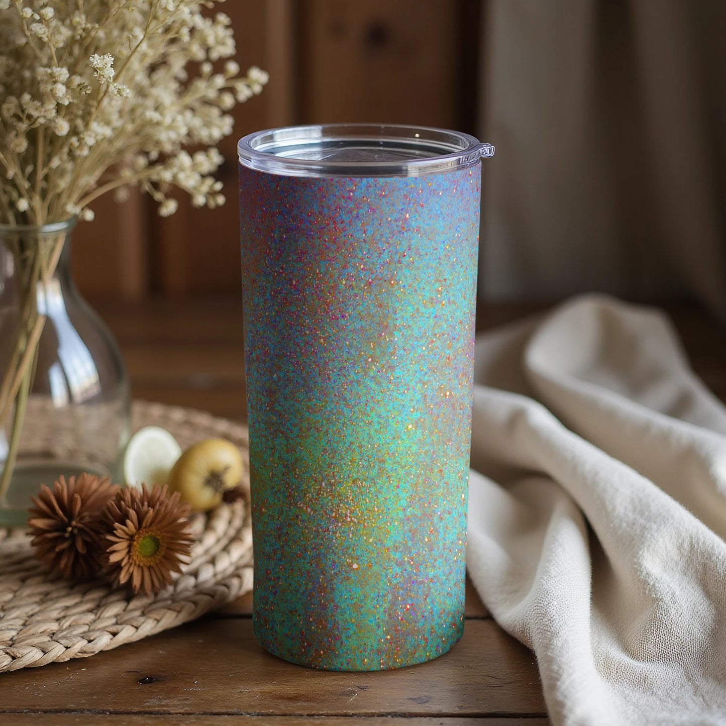 Colorful Gradient Glitter Tumbler for Stylish Drinking