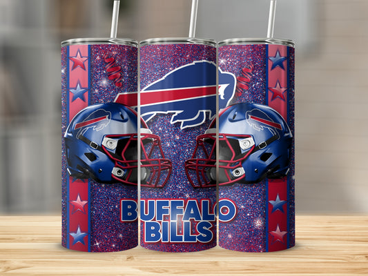Buffalo Bills Helmets with Glitter Background Tumblers