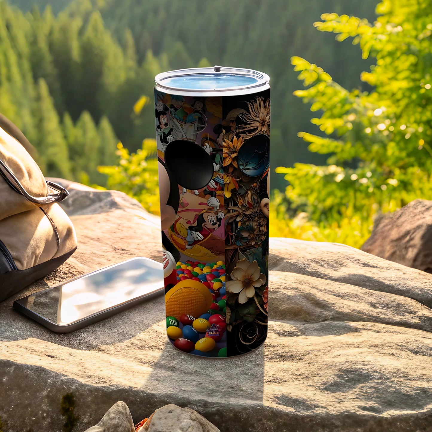 Colorful Nature Inspired Tumbler with Cartoon Design