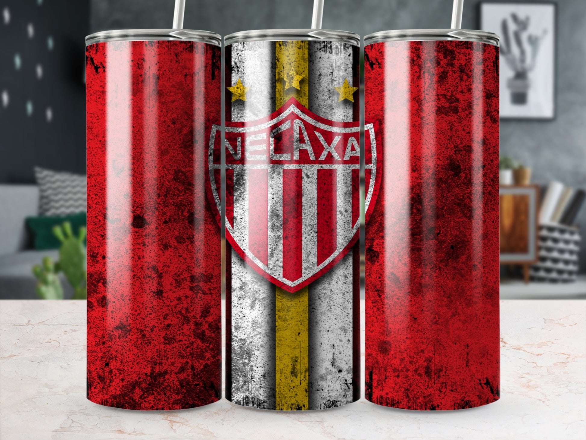 Necaxa Soccer Team Tumbler with Red and White Colors