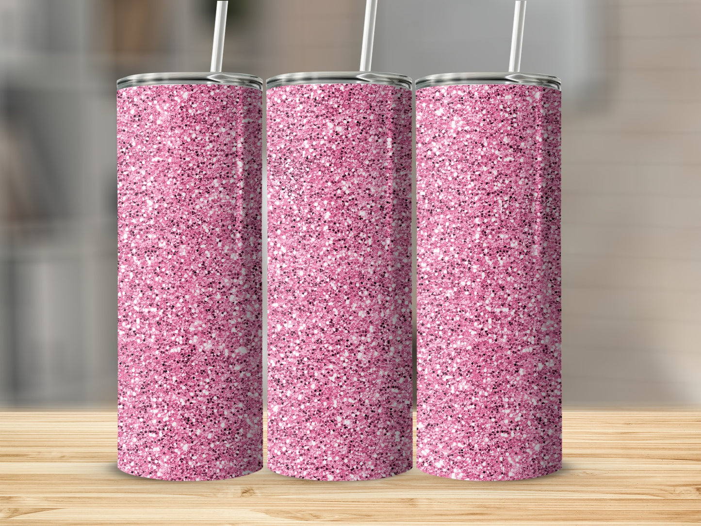 Sparkling Pink Glitter Tumbler with Lid for Beverages