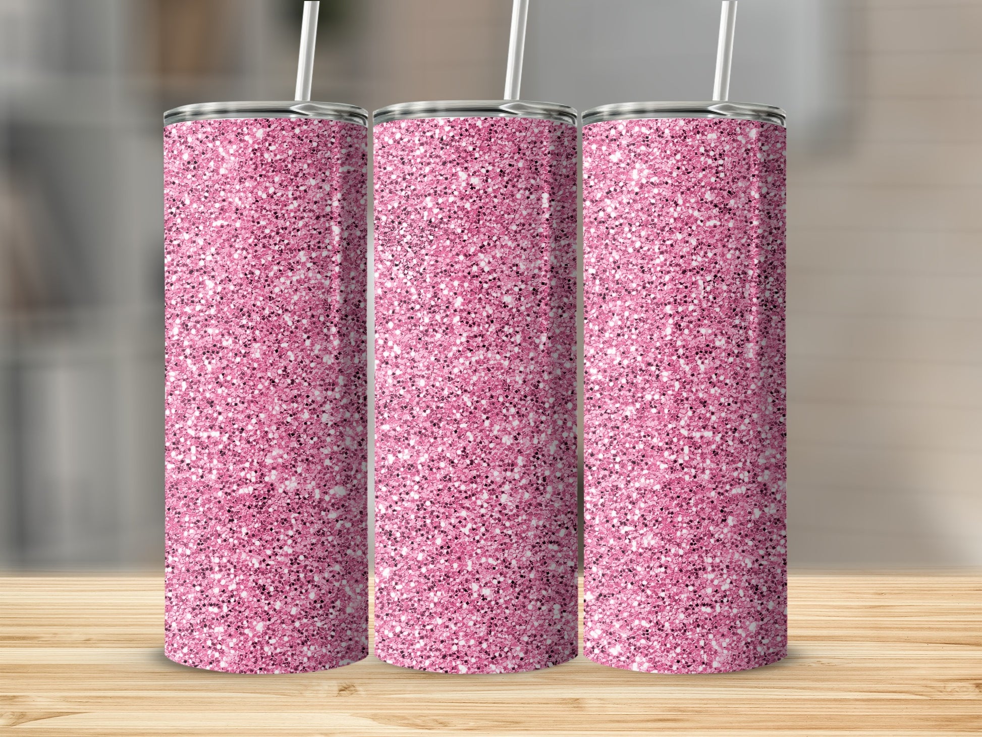 Sparkling Pink Glitter Tumbler with Lid for Beverages