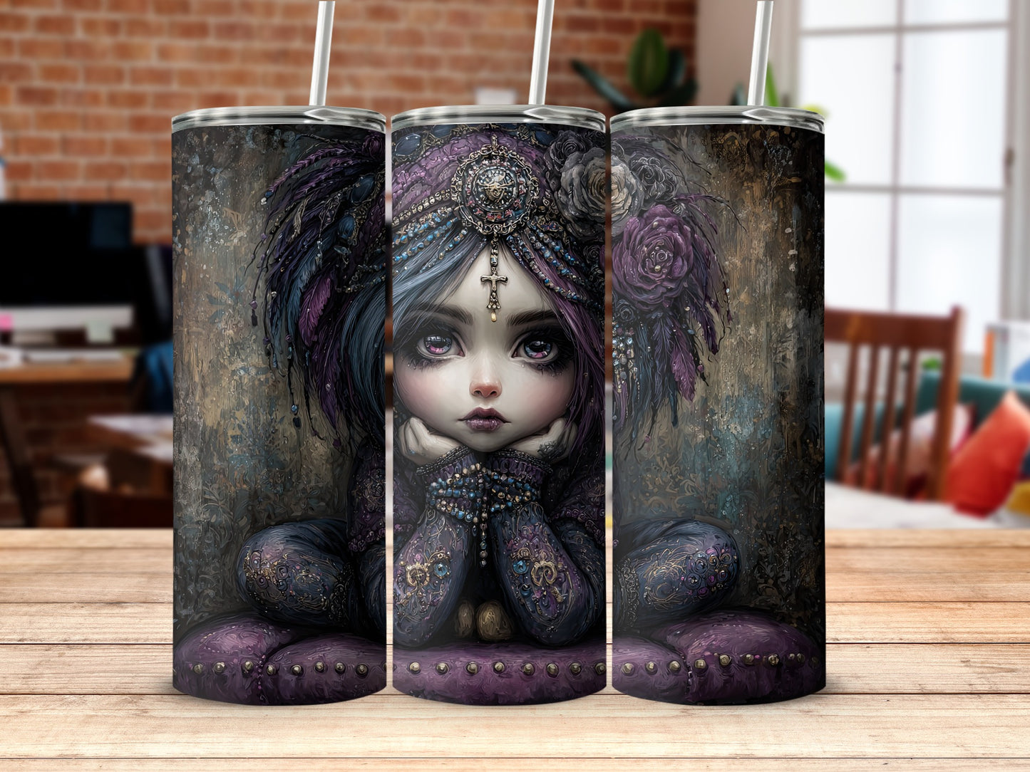 Dark Enchanted Girl Art Stainless Steel Tumbler