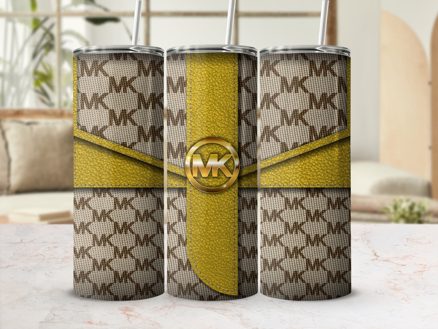 Stylish Patterned Yellow MK Tumbler