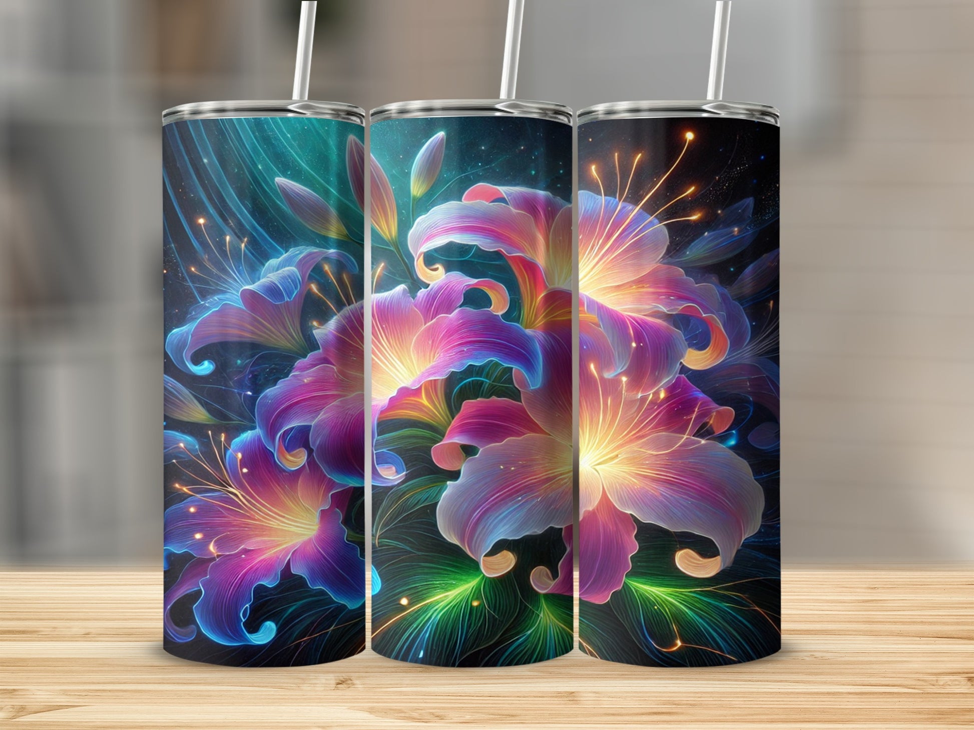 Vibrant Neon Floral Design Tumbler Perfect Gift Idea