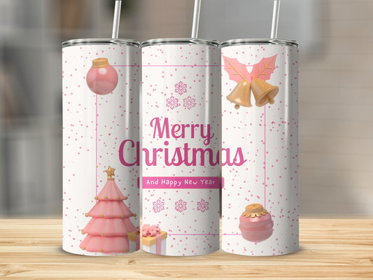 Merry Christmas And Happy New Year themed tumbler