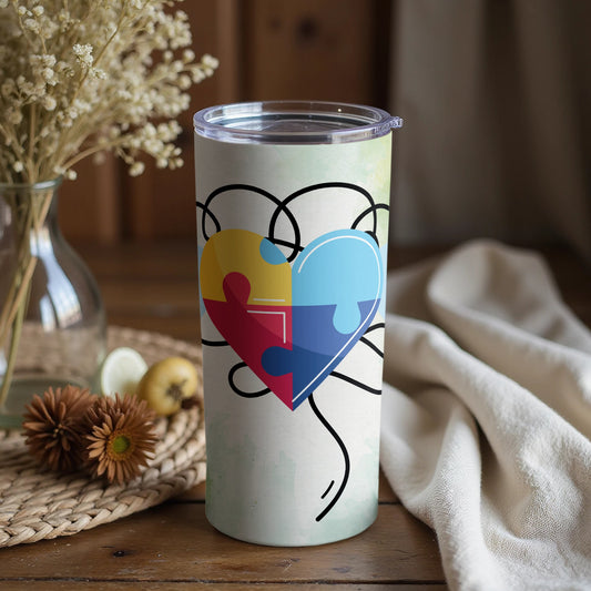Heart Puzzle Design Travel Mug Perfect For Beverages