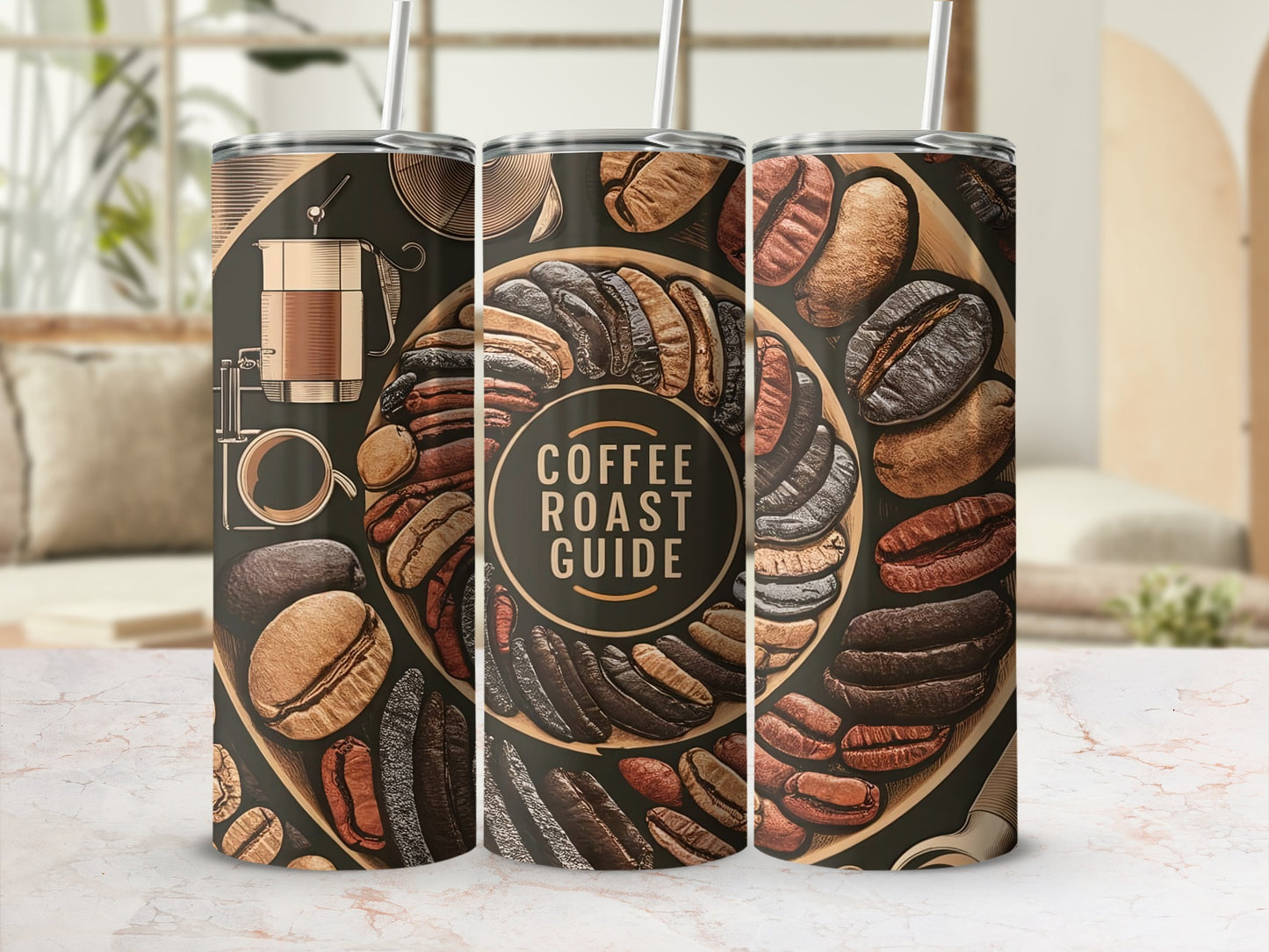 Coffee Roast Guide Artistic Design Tumbler