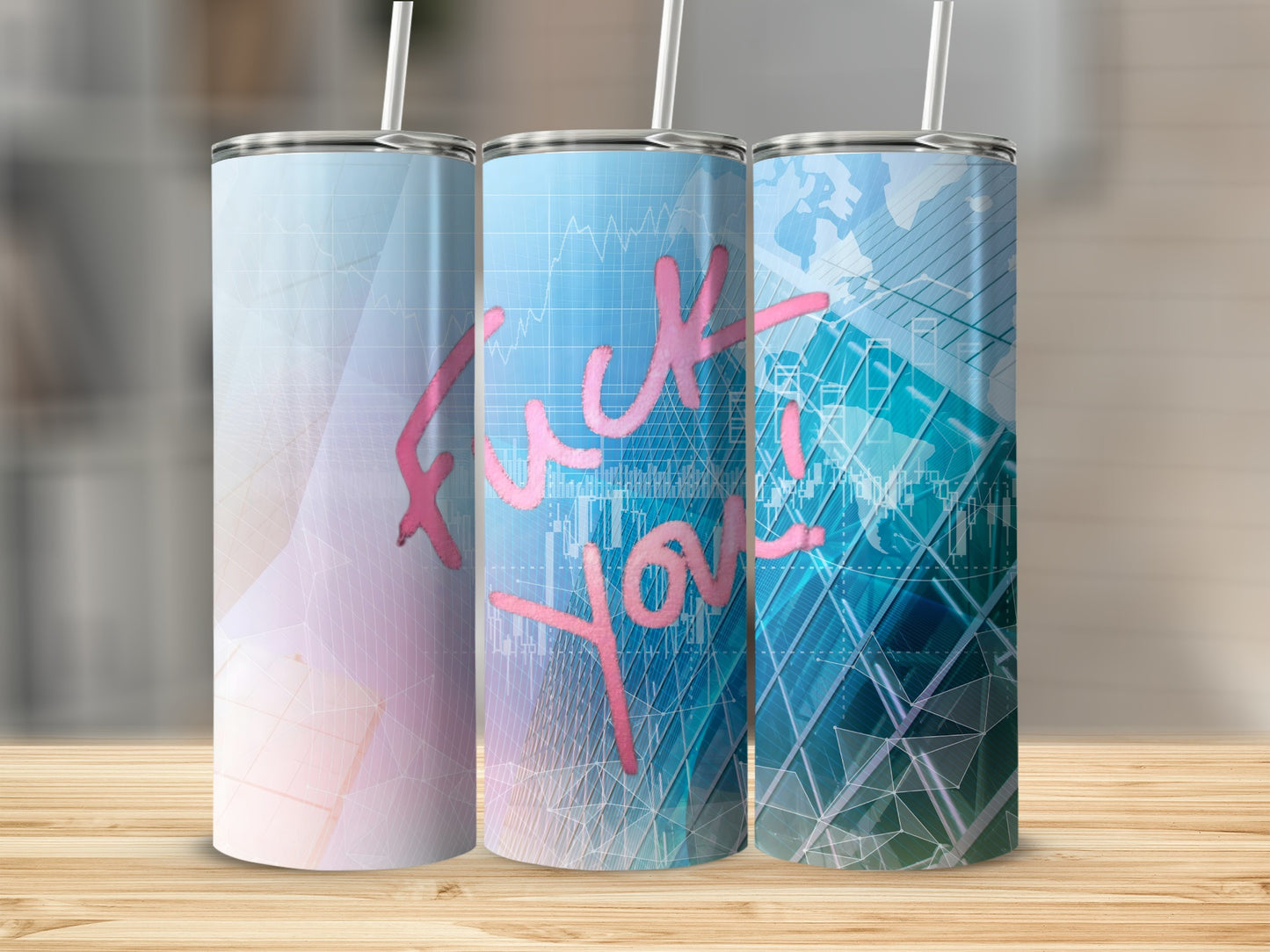 Colorful Geometric 'Fuck You' Tumbler for Everyday Use
