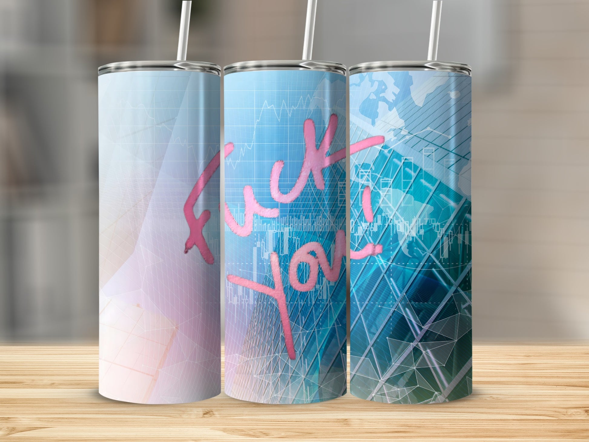 Colorful Geometric 'Fuck You' Tumbler for Everyday Use
