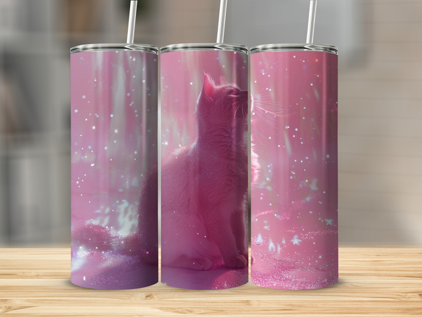 Pink Cat Glitter Sparkle Dreamy Ethereal Tumbler product type