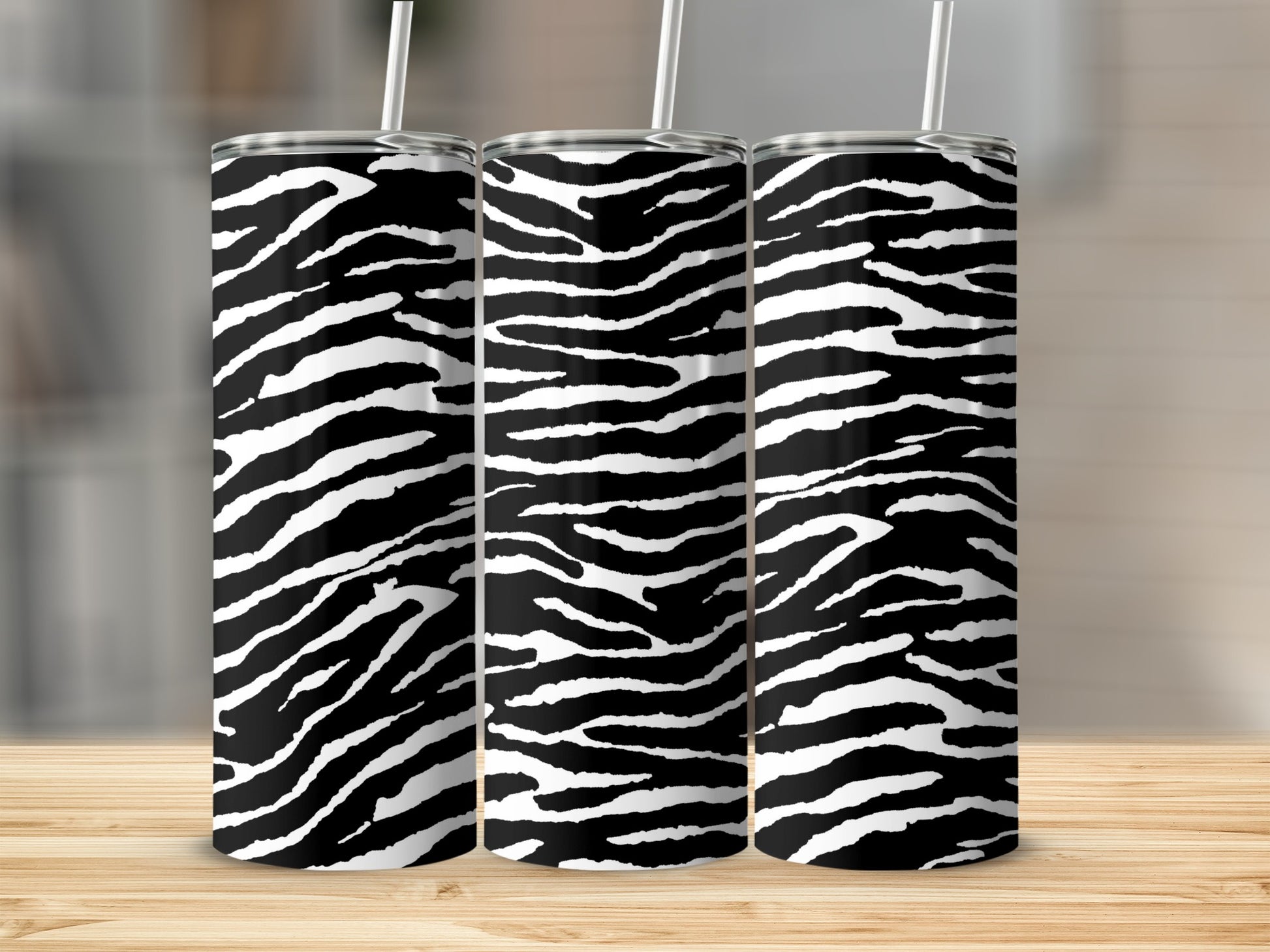 Black and White Zebra Pattern Insulated Tumbler