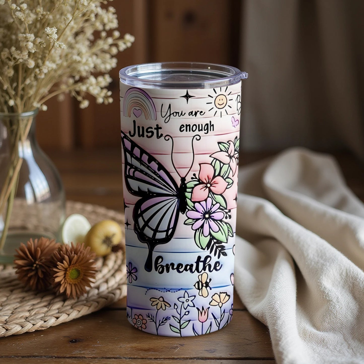 Inspirational Butterfly Design Motivational Tumbler