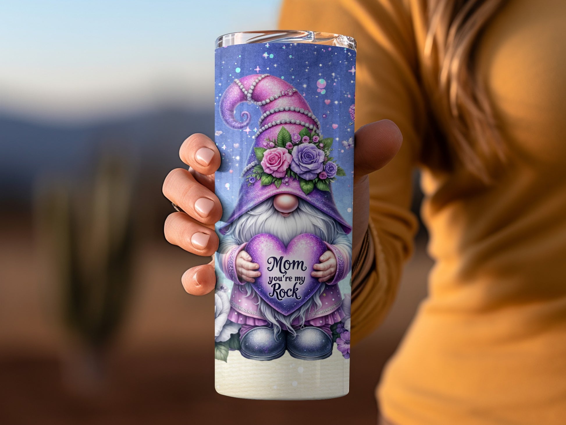 Mom You're My Rock Adorable Gnome Travel Tumbler