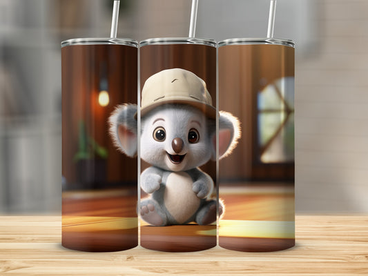 Cute Cartoon Koala in Hat Patterned Tumbler Decor