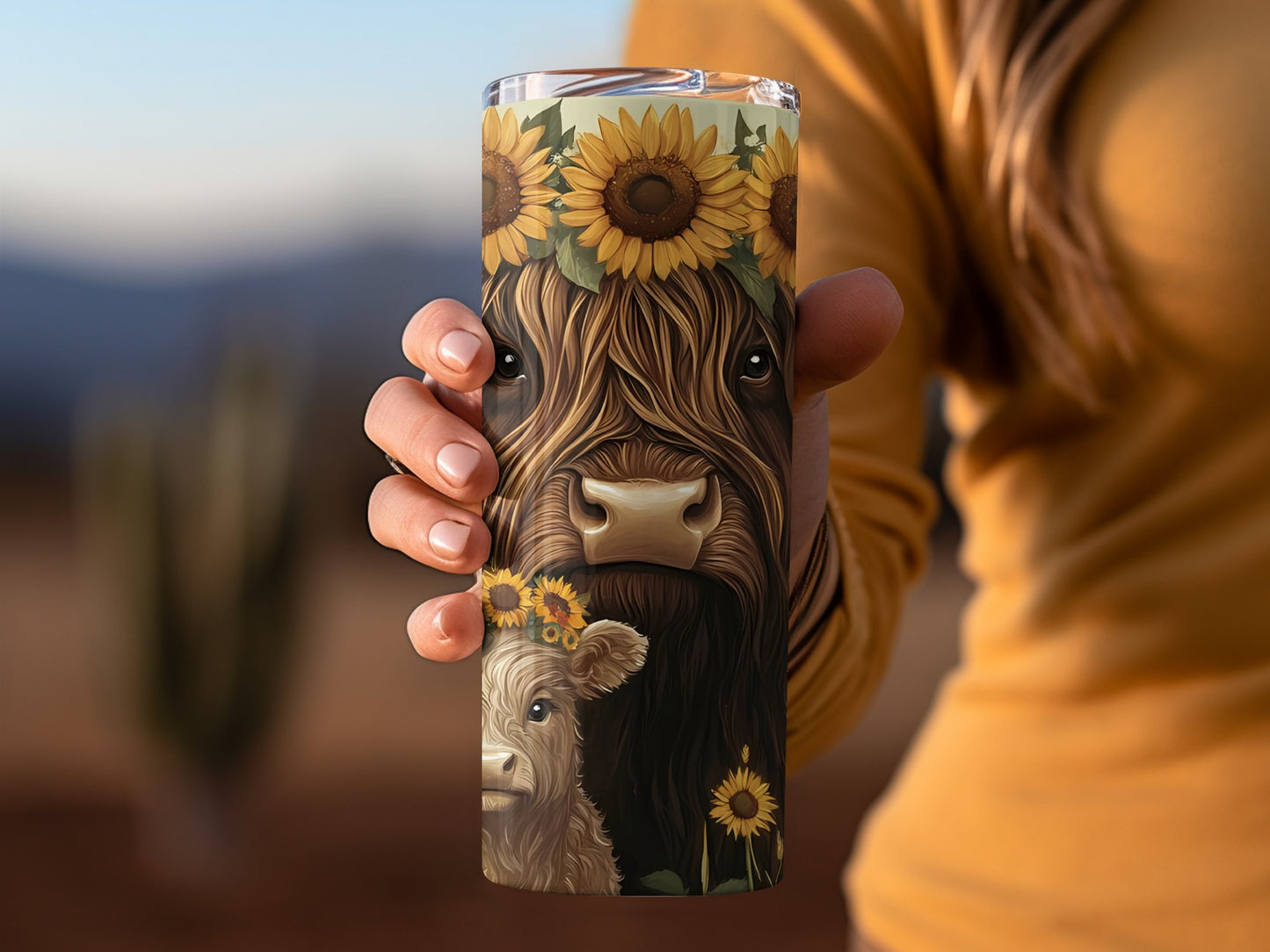 Sunflower Cow and Calf Artwork Insulated Tumbler