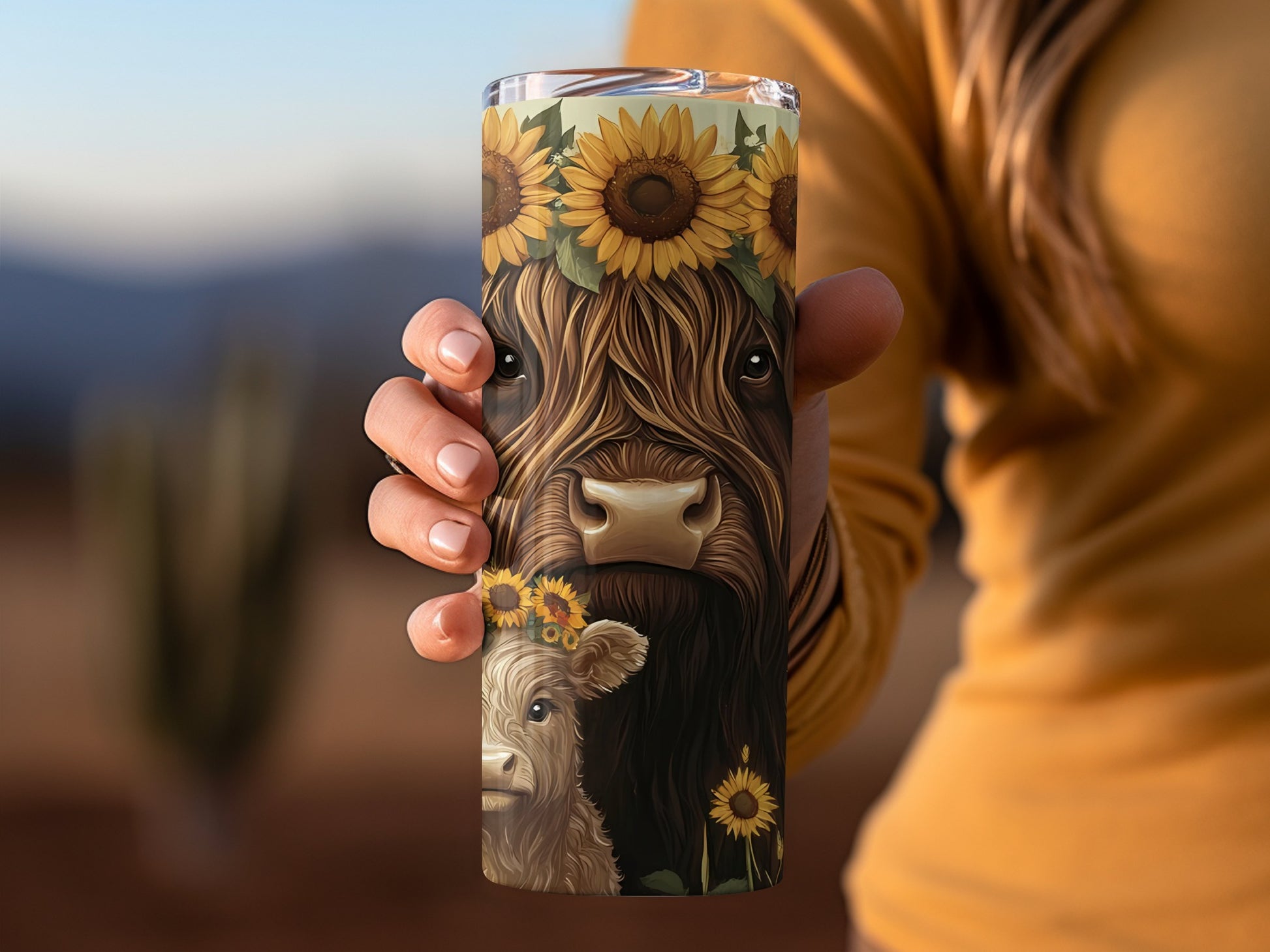 Sunflower Cow and Calf Artwork Insulated Tumbler