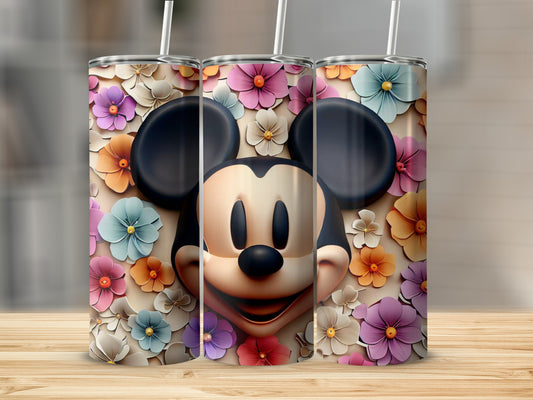 Floral Design with Mouse Character Insulated Tumbler
