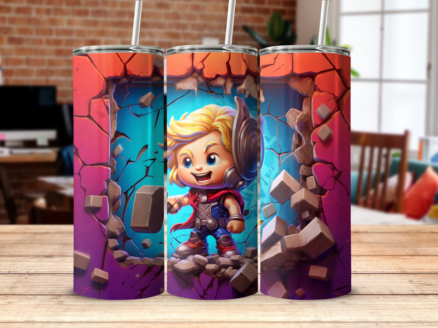 Superhero Child Cartoon Shatter Effect Tumbler