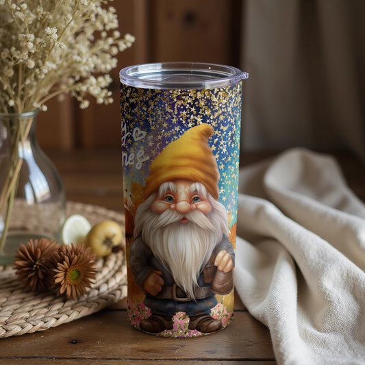 Whimsical Gnome Art Yellow Hat Insulated Tumbler