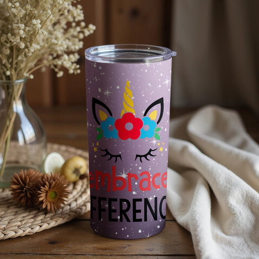 Embrace Difference Unicorn Design Tumbler