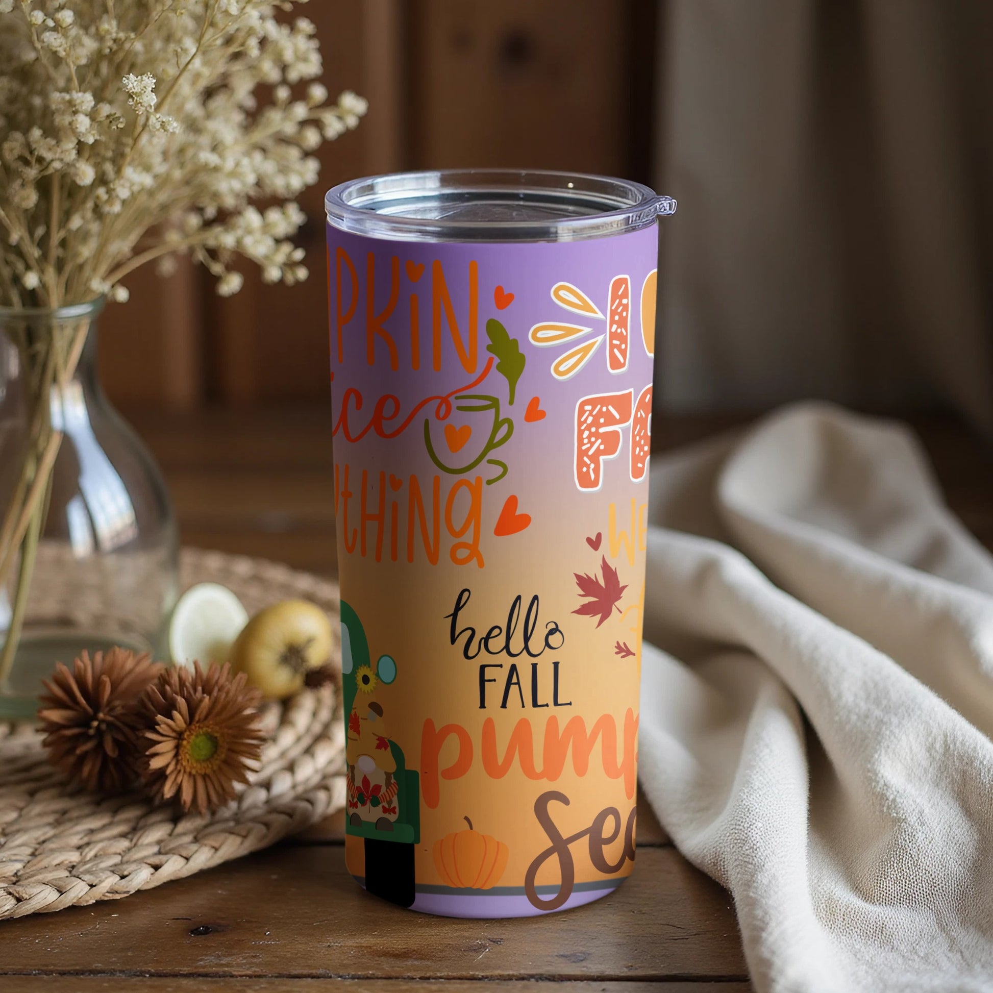 Hello Fall Pumpkin Season Travel Tumbler Coffee Cup