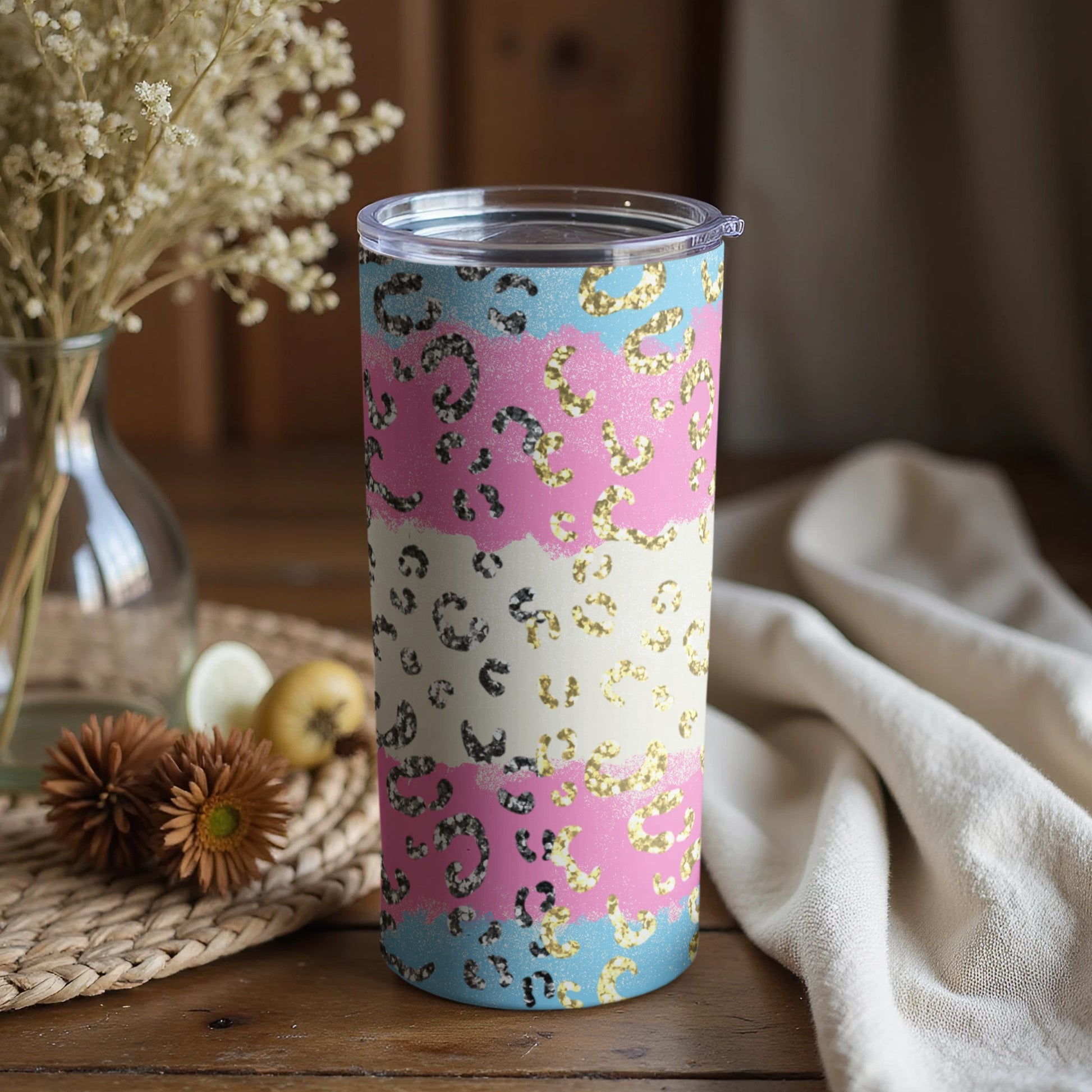 Colorful Leopard Print Design Stainless Steel Tumbler