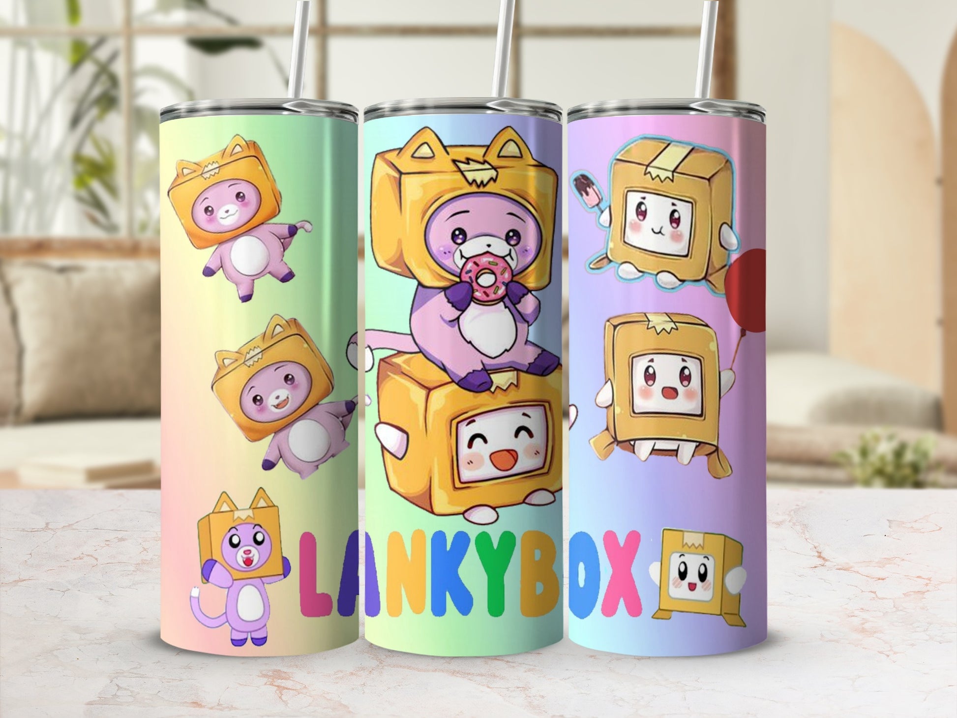LankyBox Cartoon Characters Tumbler - Fun and Colorful Design