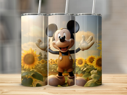 Mickey Mouse in Sunflower Field Tumbler Design