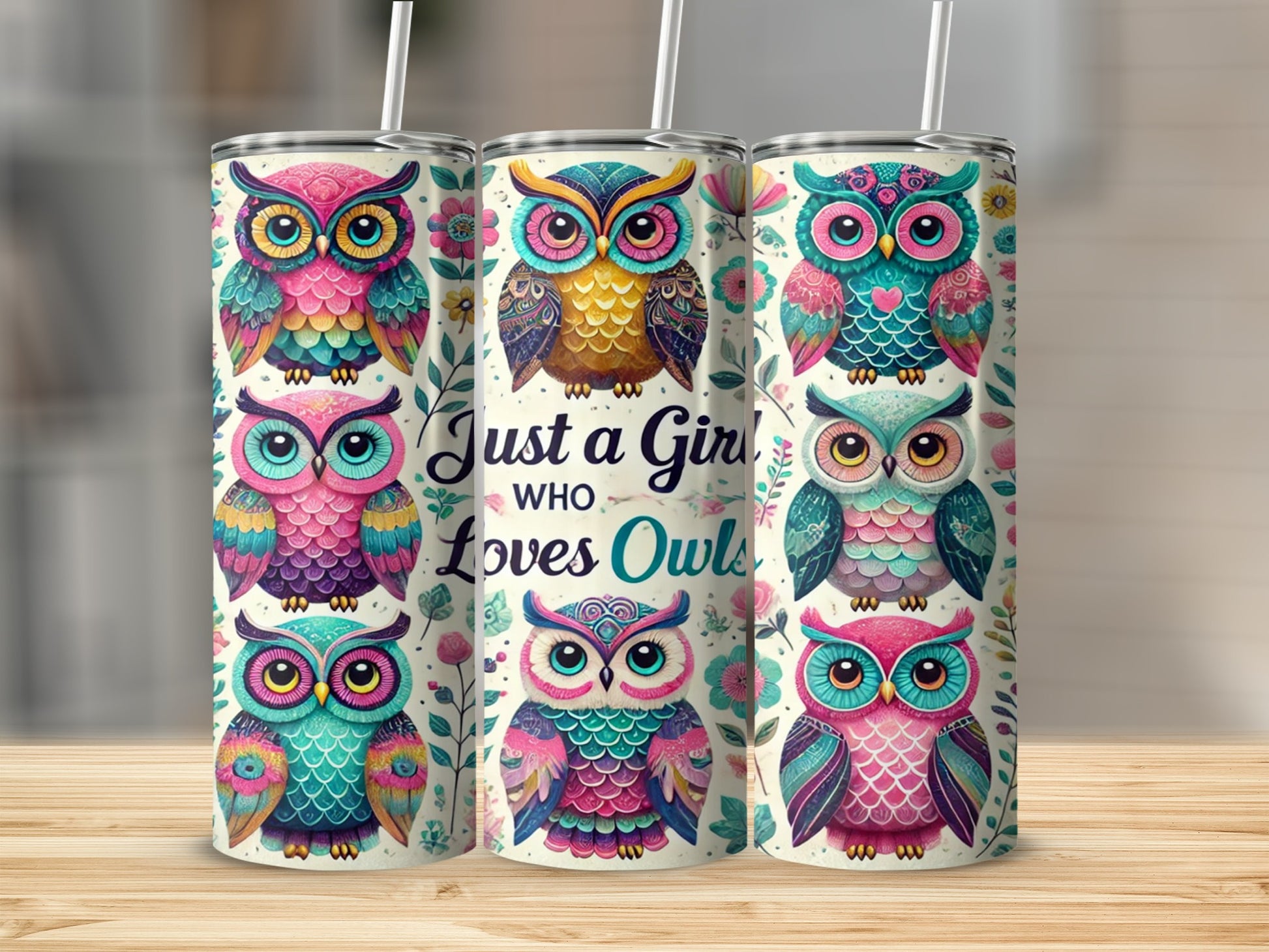 Just a Girl Who Loves Owls Tumbler Cup for Owl Enthusiasts