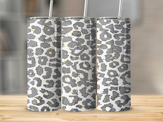 Gray Leopard Print Tumbler with Star Accents Tumbler