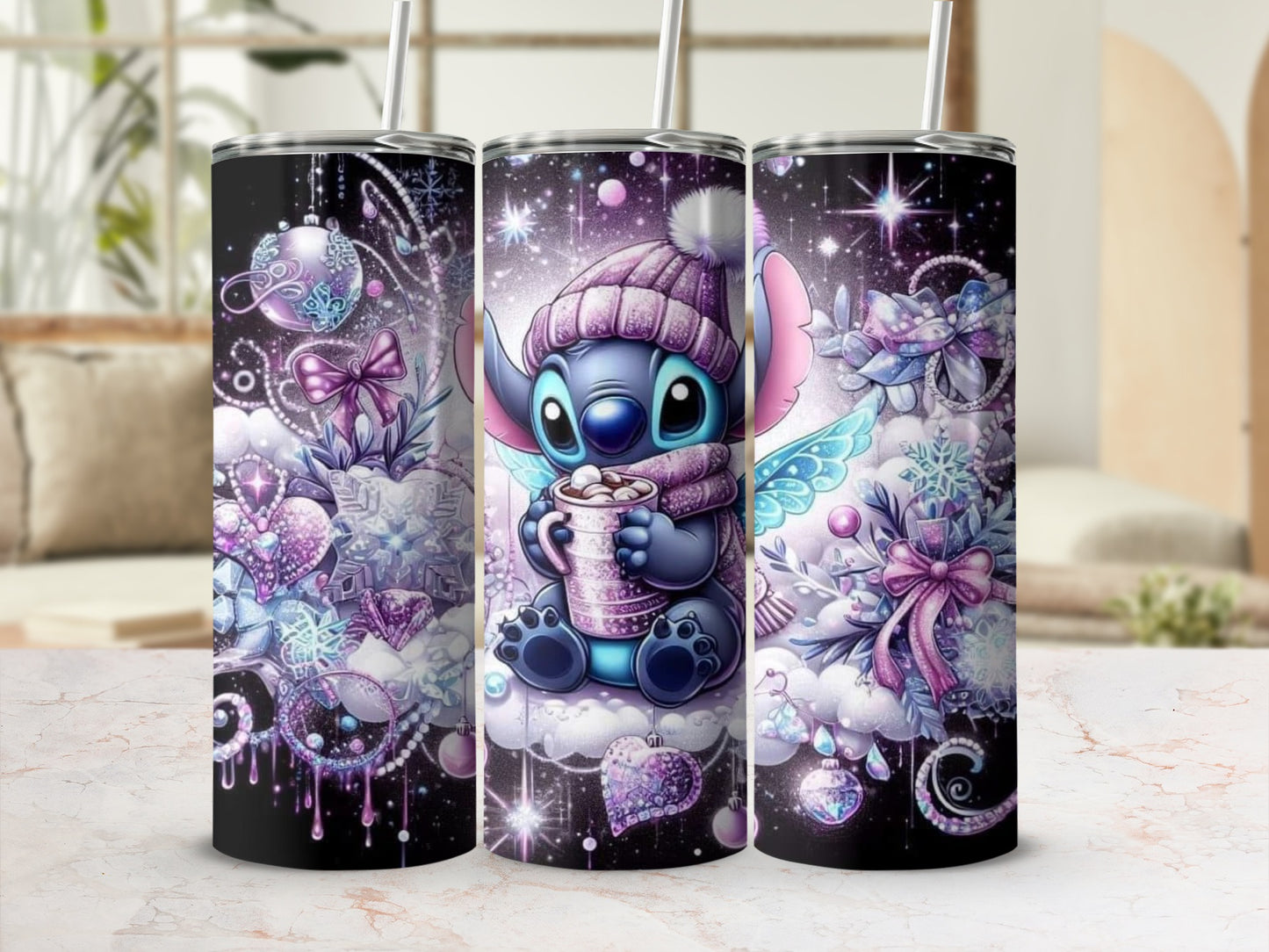 Cute Winter-Themed Tumbler with Character Design