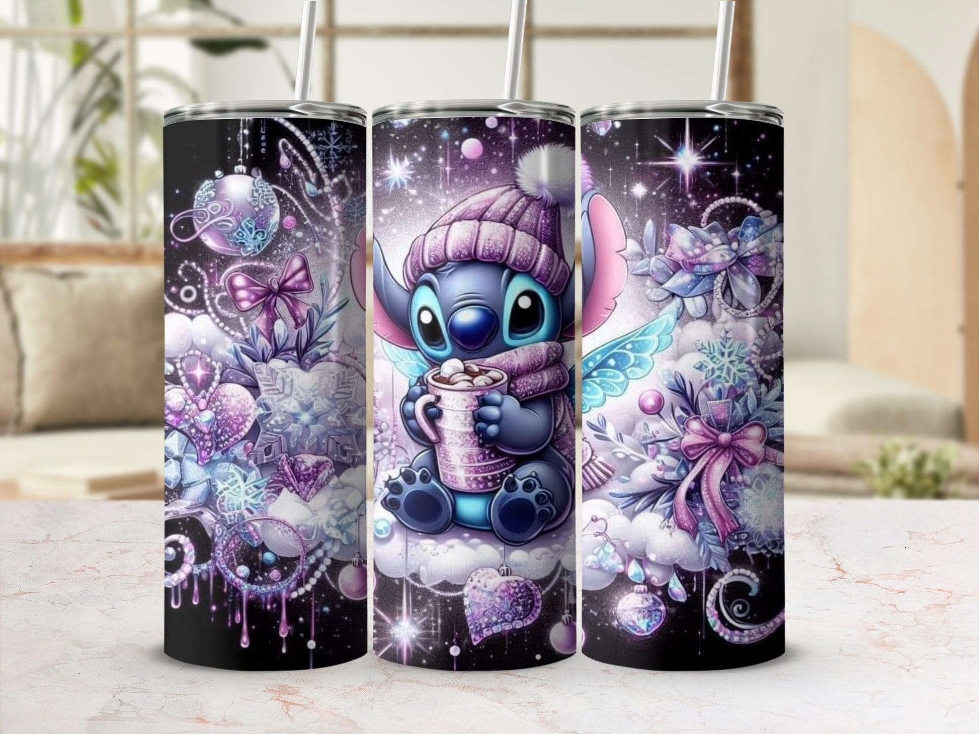 Cute Winter-Themed Tumbler with Character Design