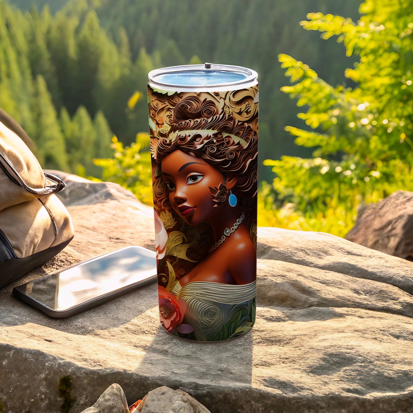 Beautifully Illustrated Tall Tumbler for Outdoor Adventures