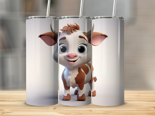 Cute Cow Character on Tumbler Cup Design Product