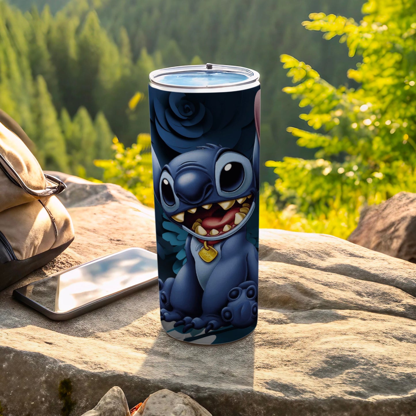 Adorable Blue Cartoon Character Travel Mug