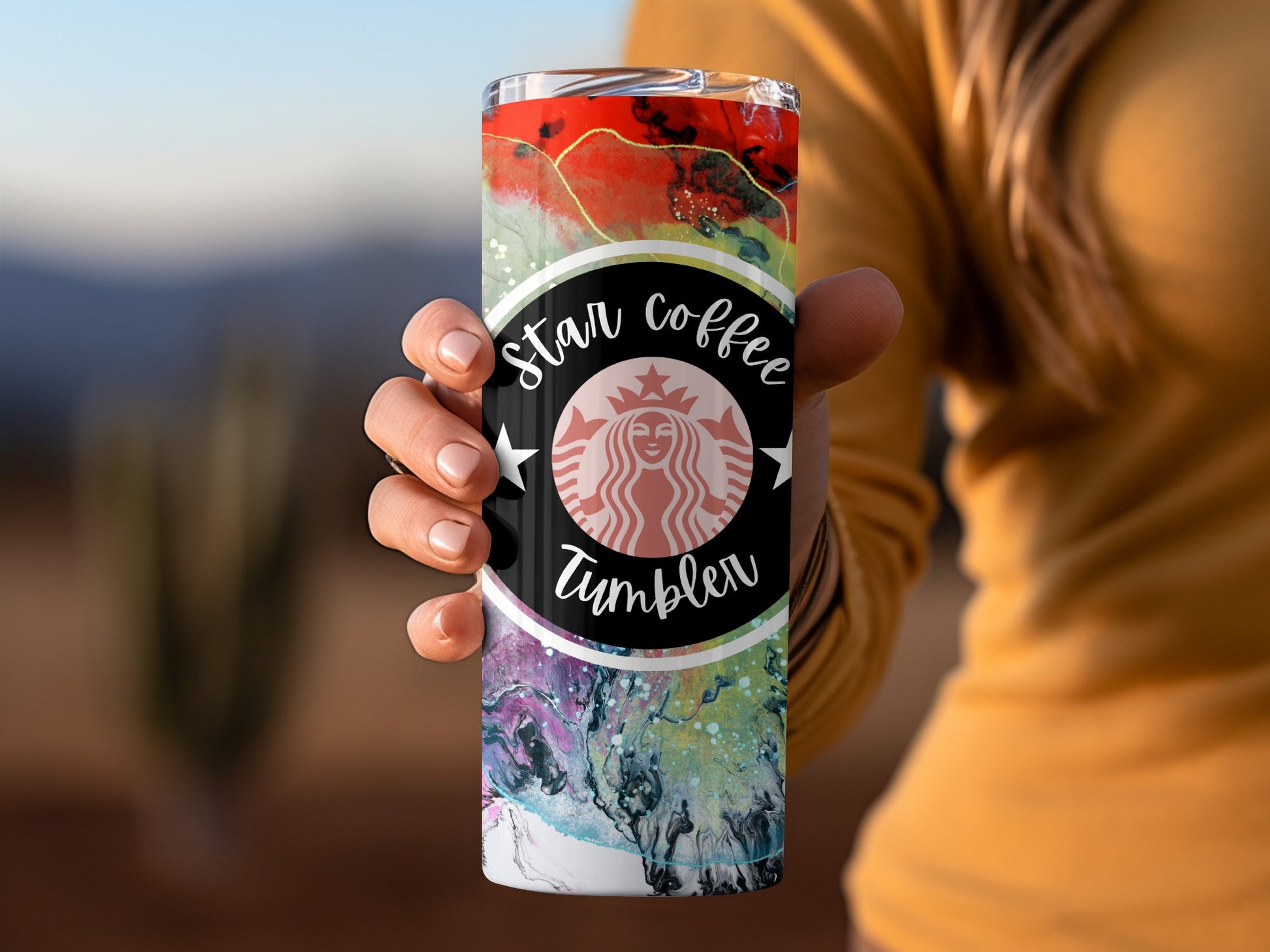 Vibrant Star Coffee Tumbler with Stylish Design