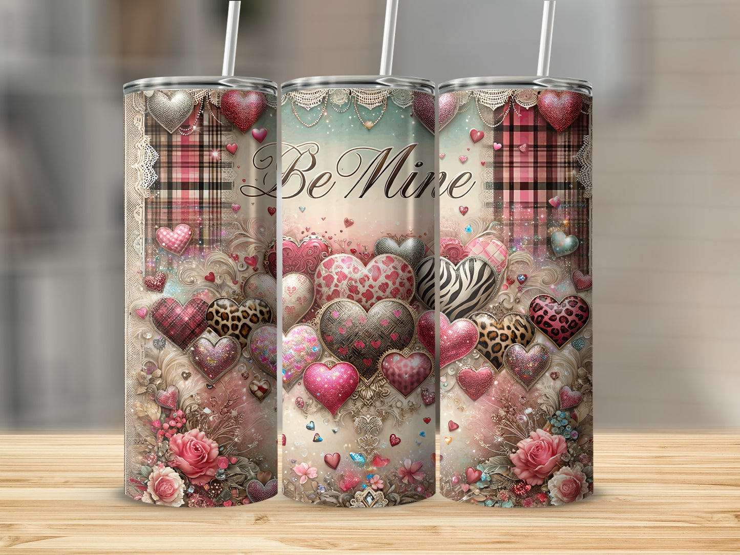 Be Mine Hearts Valentine Glitter Tumbler product type