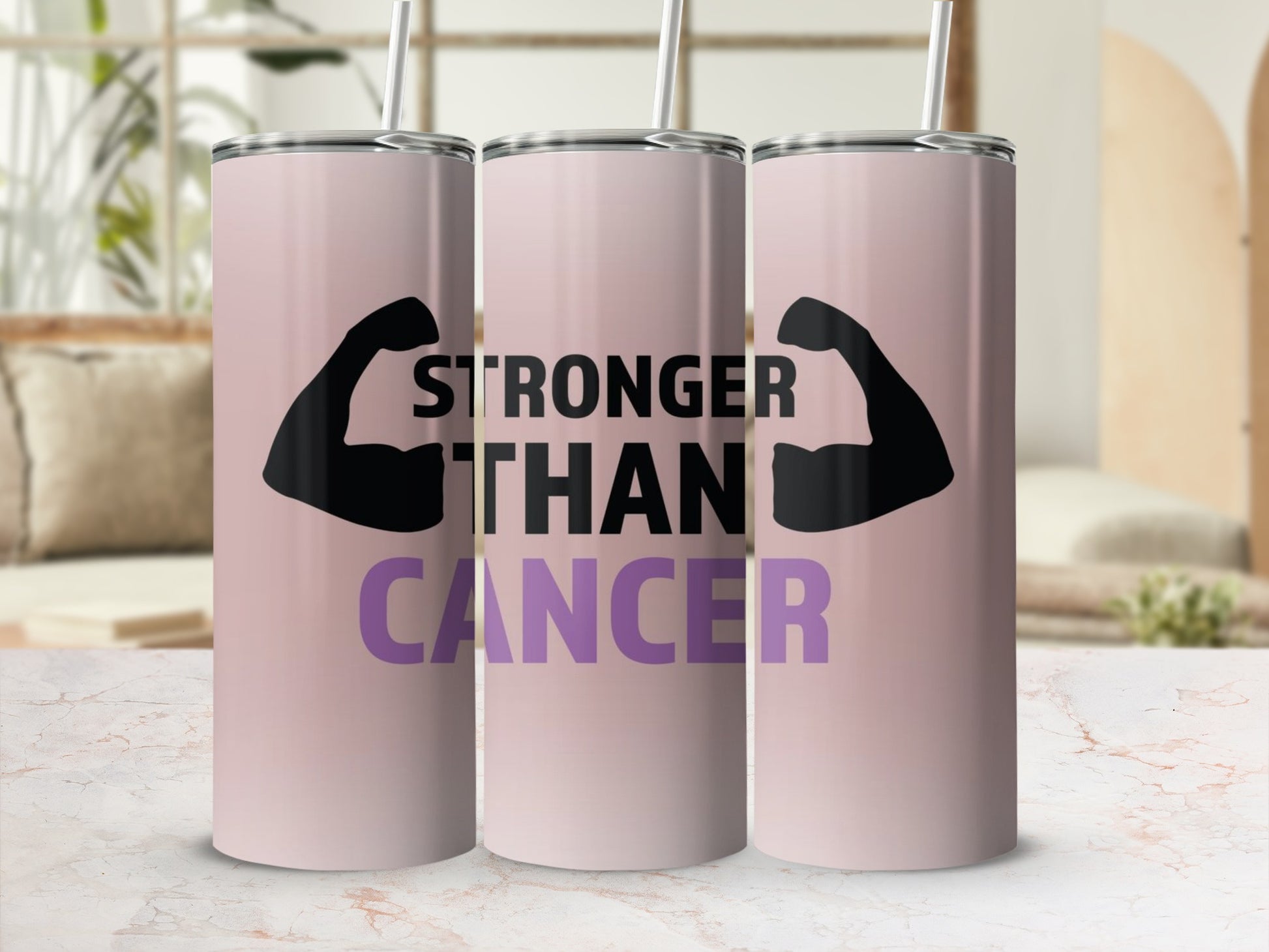Stronger Than Cancer Motivational Tumbler Cup