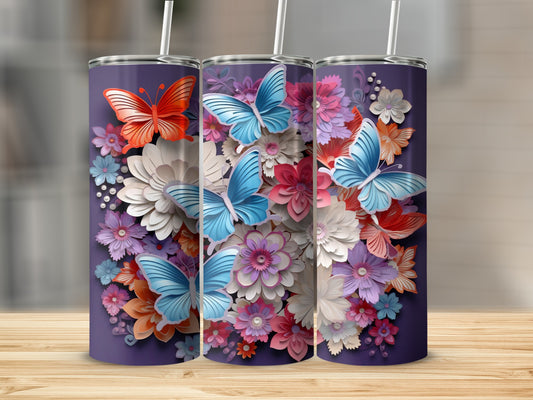 Purple background butterflies flowers 3D effect product type
Butterfly, Butterflies, Flower, Flowers, Purple, Blue, Orange, Colorful, Vibrant, Elegant, Nature, Spring, Summer, Garden, Artistic, Papercut, 3D effect, Tumbler design, Drinkware, Gift