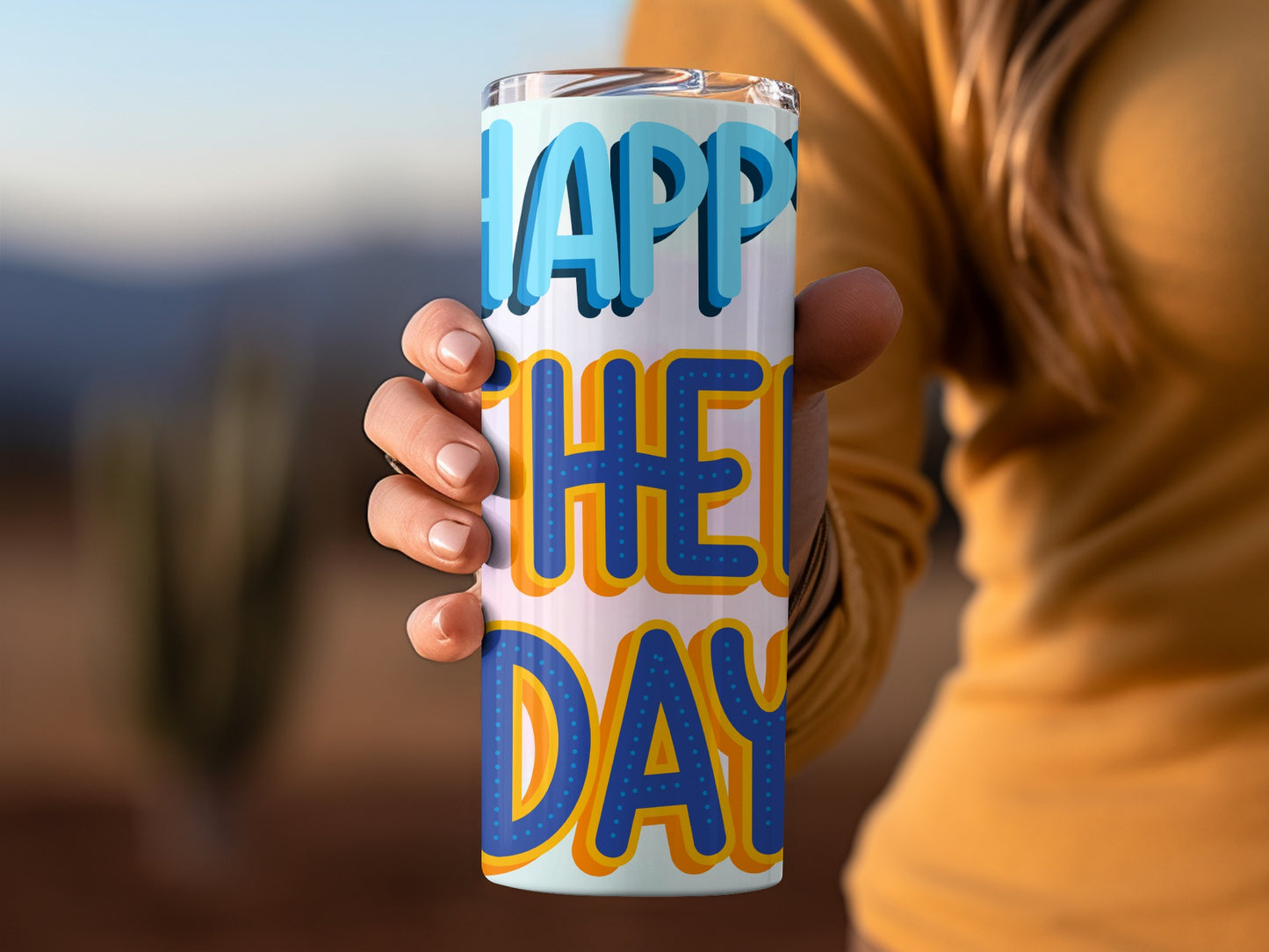Happy The Day Tumbler with Vibrant Colors