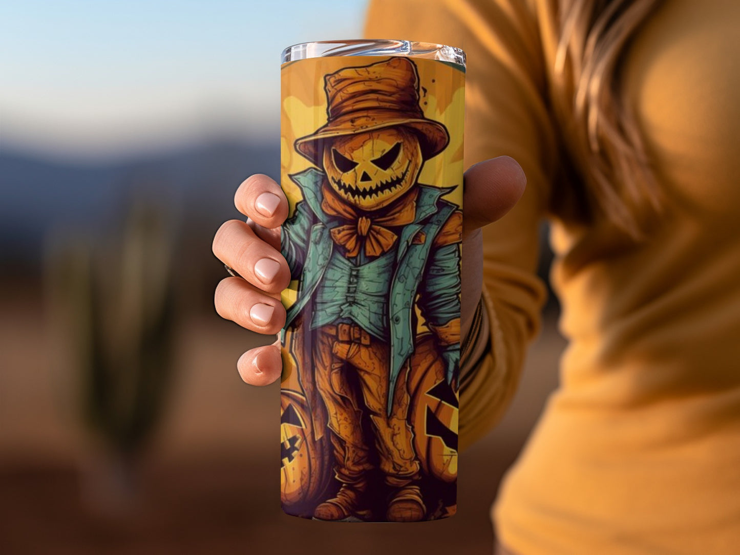 Halloween Scarecrow Design Tumbler for Autumn Vibes