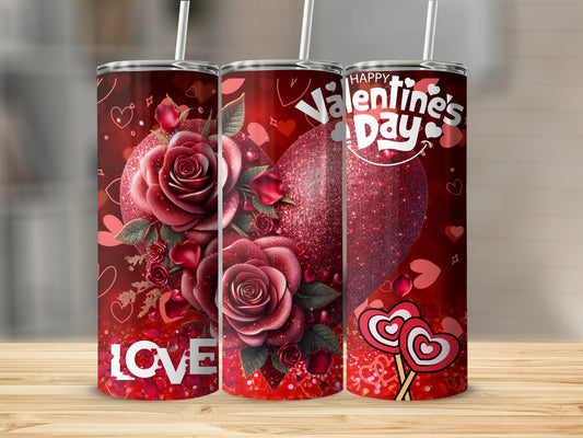 Valentine's Day Love Rose Heart Tumbler Gift