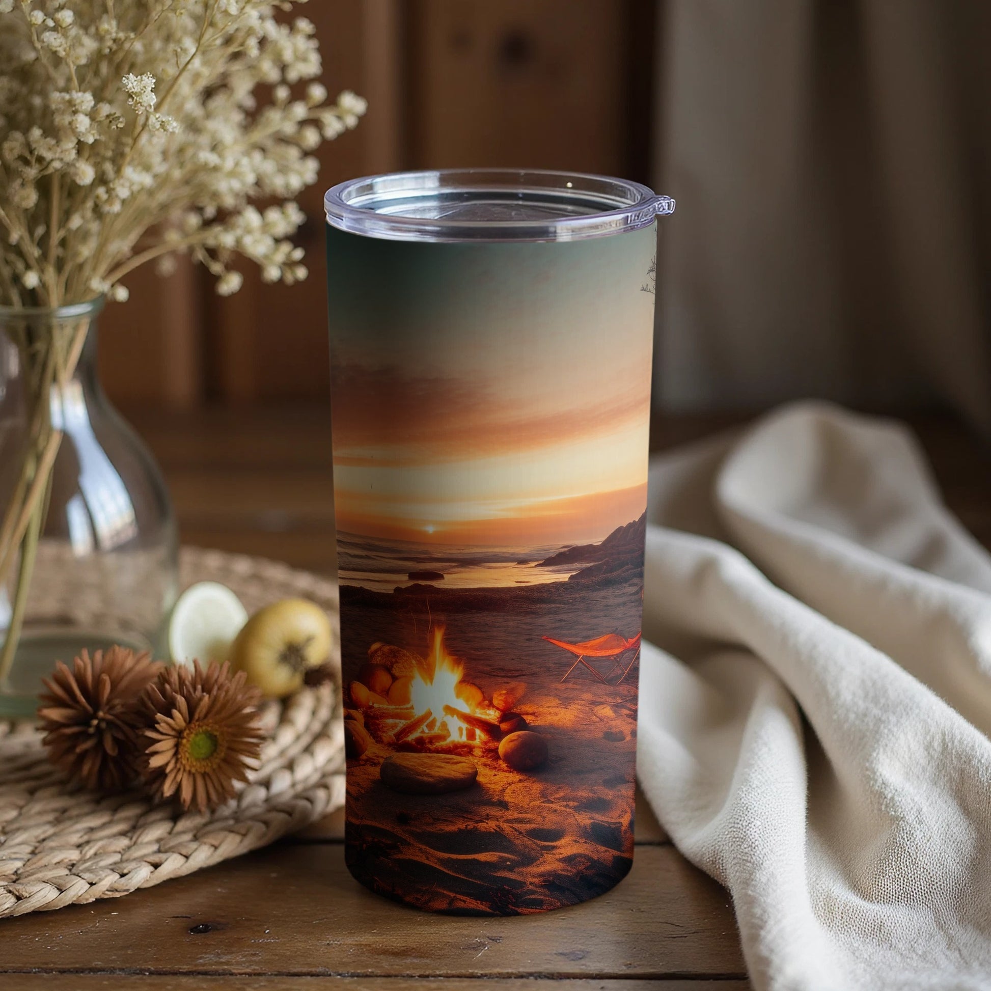 Fire Pit Sunset Landscape on Insulated Tumbler Product
